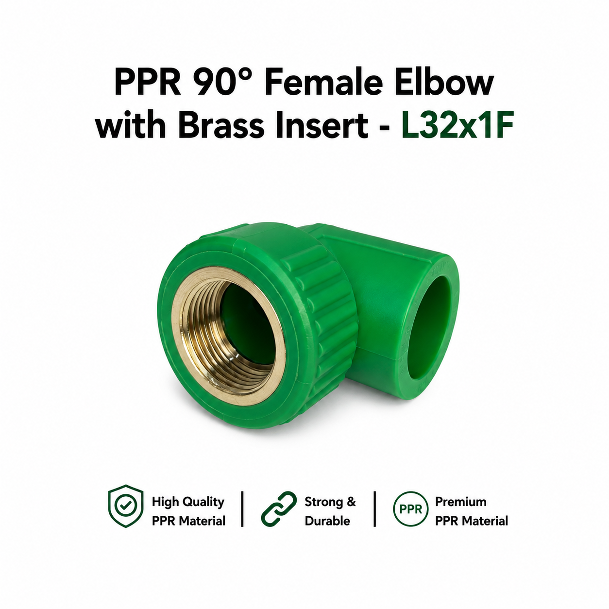 PP-R 90° Female Elbow with Brass Insert - L32x1F